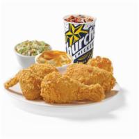 Three Piece Mixed Chicken Combo · Three pieces of Mixed Chicken with two regular sides, one Honey-Butter Biscuit, and a large ...