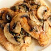 Chicken Piccata Special · Breast of chicken sauteed with mushrooms and capers in a light lemon sauce.