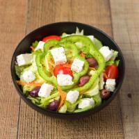 3. Greek Salad · Mixed greens, cucumbers, peppers, tomatoes, feta cheese and Kalamata olives. Add grilled chi...
