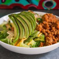  Taco Salad · Romaine lettuce, tortilla chips, cheddar cheese, pico de gallo, jalapeno ranch dressing, avo...