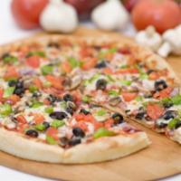 Vegetarian Special Pizza · Green peppers, onions, black olives, mushrooms and tomatoes.
