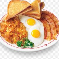 Eggs Turkey Bacon & Hash Browns With Side Toast Better Breakfast Platter  · eggs,turkey bacon or yours choice of meat, your choice of toast,and hash brown patties. 