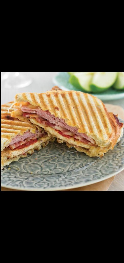  Chicken Cutlet Club Panini (chicken cutlet bacon cheese lettuce tomatoes) · Chicken cutlet, bacon, your choice of cheese, lettuce, tomatoes.  Choose your favorite dressing 