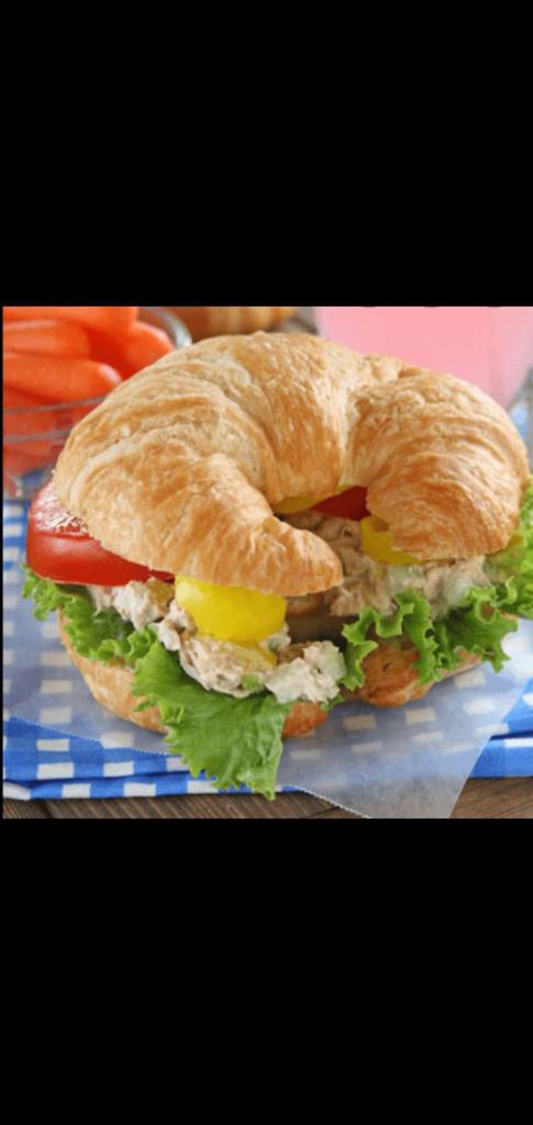  Classic Tuna Salad With Tomatoes Romaine Lettuce  Pickles Gourmet Croissant Sandwich  · choose your favorite dressing. 