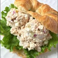  Classic Tuna Salad Romaine Lettuce Tomatoes & Cheese Gourmet Croissant Sandwich  ·  Homemade Classic Tuna Salad Croissant Sandwich with romaine lettuce tomatoes and cheese. Ch...