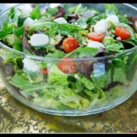 Tuscan Salad Bowl (baby spinach fresh mozzarella basil tomatoes balsamic vinegar) · Baby spinach, fresh mozzarella, basil, tomatoes, balsamic vinegar. Choose your favorite gree...