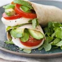  Mozzarella Avocado Lettuce & Tomatoes Wrap · Slices of fresh mozzarella, plum tomatoes avocado lettuce. Choose your favorite dressing. Ad...