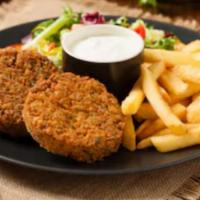 Falafel & Fries  · 4 pieces falafel and fries. Choose your favorite Potatoes. Fries,wedges,onion rings, curly. ...