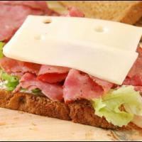  Pastrami Swiss Cheese Romaine Lettuce Cold Cuts Sandwich  · 