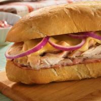 Hot Boar's Head Oven Gold Turkey & Brie Cheese  Red Onions Sandwich  · Hot Boar's Head Oven Gold Turkey and brie cheese or choose your favorite cheese.  Choose you...