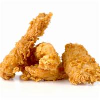 Boneless Chicken Strips · Our crispy boneless fried chicken strips are made with succulent white meat chicken.