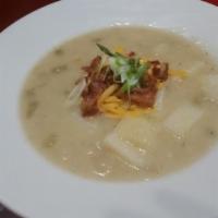 Bowl Potato Leek Soup · Potato Leek topped with bacon, cheddar & green onion.