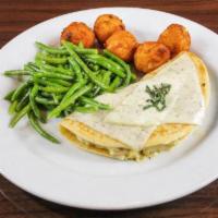 The Killarney · A traditional Irish potato pancake with marinated chicken in a béchamel sauce, finished with...