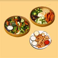 House Special Feast  · Includes: something hearty grain bowl, Caesar salad, large fries with choice of sauce. Veget...