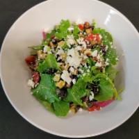 Kale Salad  · Baby kale, goat cheese, toasted hazelnuts, pickled onion, raisins, diced and roasted veggies...