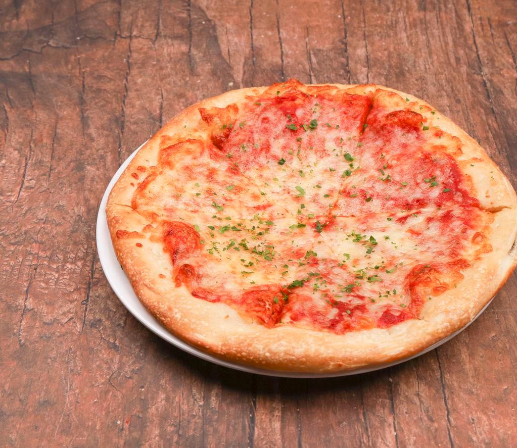 Plain Cheese Pizza · Add toppings for an additional charge.
