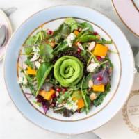 Californian Salad Vegan · Avocado, baby greens, lentils, butternut squash, harissa, vegan nuts cheese, mesclun salad, ...