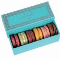 Napoleon Blue - Box of 6 Macarons · Blue gift box decorated with a silver frieze which pays tribute napoléon Bonaparte style. De...