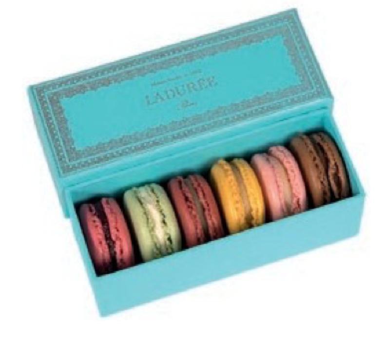 Napoleon Blue - Box of 6 Macarons · Blue gift box decorated with a silver frieze which pays tribute napoléon Bonaparte style. Details, this package includes 6 macarons in a beautiful ladurée box gluten-free chef’s choice of assorted flavors may include, caramel banana praline with chocolate lemon coconut lime pineapple. This product is not eligible for discounts or promotions unless otherwise noted. Also, it cannot be purchased with promotional gift cards or referral credits. Ingredients contain soy, and nuts (almond). Please include in the notes at checkout any allergies and we’ll do our best to accommodate it. Instructions and Storage: Macarons are best enjoyed within 4 days. Refrigerate in an airtight container until served.