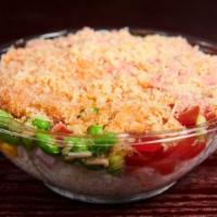 Spicy Fiesta Bowl · White sushi rice, spicy salmon, spicy tuna, avocado, cucumbers, jalapenos, green onions, pur...