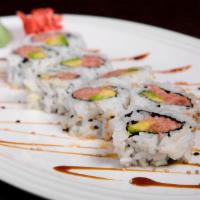 Captain Crunch Roll · Spicy tuna and avocado topped with crunch.