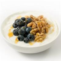 Greek Yogi · blueberries, chia seeds, walnuts, light agave
