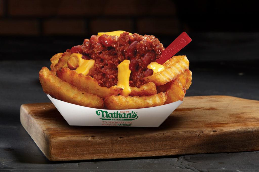 Chili Cheese Fries · Nathan's famous crinkle cut fries topped with melted cheddar cheese and our delicious chili