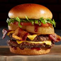 BBQ Bacon Tribeca Burger · One or Two, 8oz fresh angus beef patties, sweet baby rays bbq, onion rings, bacon, lettuce, ...