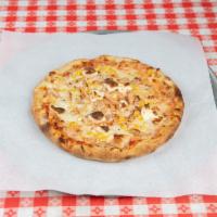 Brazilian 4 Cheeses Pizza · Sauce, mozzarella, provolone, catupiry cheese and ricotta cheese. Pizza is hand tossed and c...