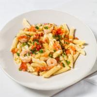 Cajun Shrimp · Grilled shrimp served over penne noodles with Cajun seasoning and special Alfredo sauce.
