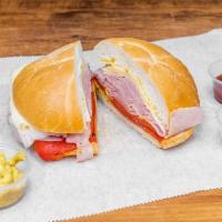 5. The Annadale Road Sandwich · Deluxe ham, Swiss cheese, roasted red peppers & mustard.
On Roll, slice bread or bagel.