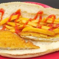 Italian fish sandwich · 10 inch long come in with fish fries on it 
Your choice tartar sauce or ketchup or mayonnaise 