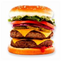 Double Cheeseburger · Comes with two burger patties, mayonnaise, ketchup, lettuce, tomatoes, pickles, onions, and ...