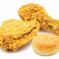 Two Piece Chicken w/ Biscuit  · Tender, juicy, and crisp 100% natural chicken with a flaky, buttery, freshly baked biscuit.,...