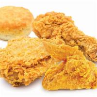 Three Piece Chicken w/ Biscuit · Tender, juicy, and crisp 100% natural chicken with a flaky, buttery, freshly baked biscuit.,...