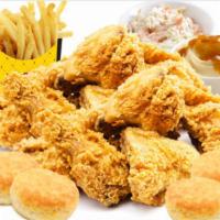 16 P/c Chicken Combo w/ Six Side's and Eight Biscuit's  · Tender, juicy, and crisp 100% natural chicken with a flaky, buttery, freshly baked biscuit. ...