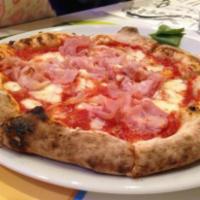 Prosciutto Pizza · Tomato sauce, freshgrated mozzarella, imported prosciutto.