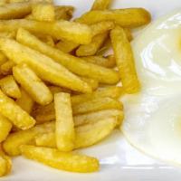1- Huevos con Papas Fritas  · Eggs w/ Fries. Served With Bread With Butter