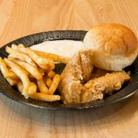 Golden Tenders Combo · Country gravy choice of side hot yeast roll and 32 oz. drink.