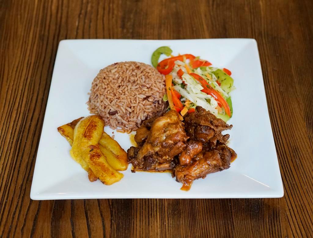 Brown Stew Chicken · Served with choice of side.
