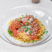 Pasta with Meatballs · With soup or salad and bread.