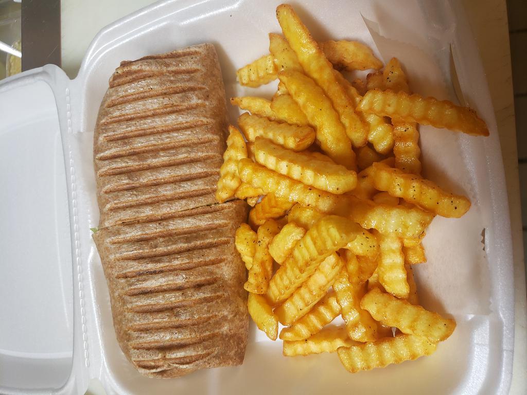 Tuna Salad Wrap · Made on a whole wheat tortilla. Includes french fries.