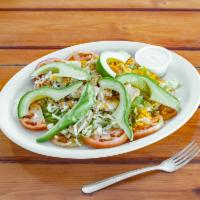 10. Jalisco Salad · Choice of chicken fajita or beef fajita with lettuce tomato avocado shredded cheese side of ...