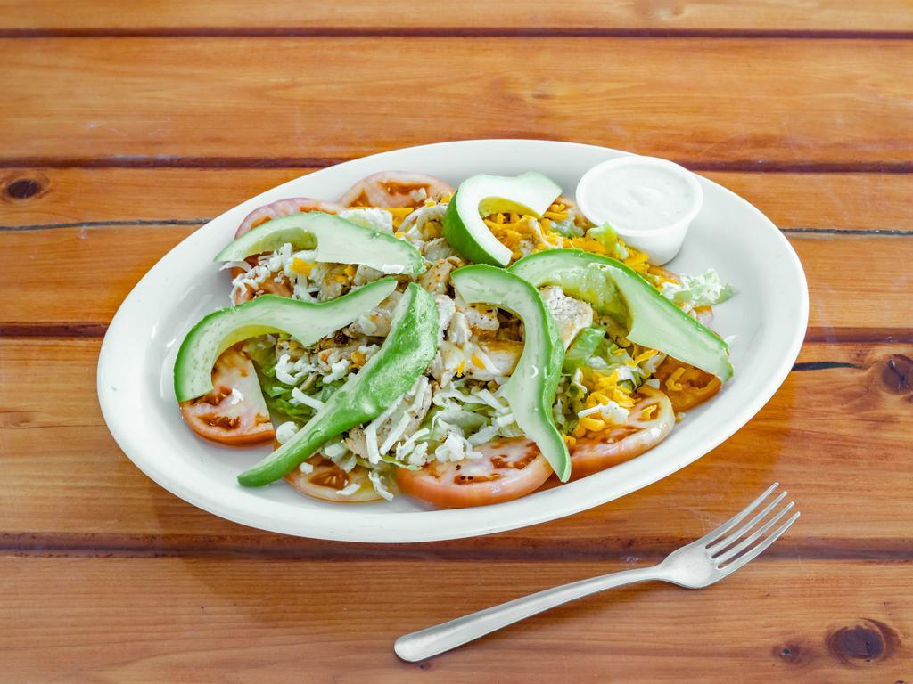 10. Jalisco Salad · Choice of chicken fajita or beef fajita with lettuce tomato avocado shredded cheese side of dressing FREE SOPAPILLA