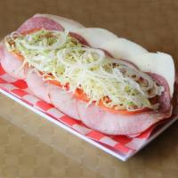 Italian Hoagie · Served scotto way fresh lettuce, tomatoes, onions with salt, peppers and oregano, drizzled w...