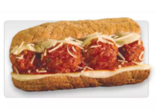 Meatball Parmigiana Sub · Italian beef and pork blended meatballs smothered in a zesty marinara sauce with melted provolone and sprinkled with Parmesan.