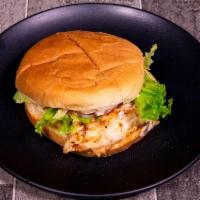 Grilled Chicken Burger · Include lettuce, tomatoes, onions, pickles and mayo on toasted buns.