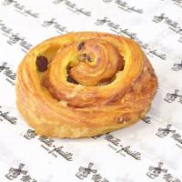 Pain aux Raisins · Made with locally sourced flour and hormone free butter.