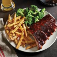 Half Rack of Double-Glazed Baby Back Ribs · Slow-cooked to fall-off-the-bone tenderness. Slathered with your choice of sauce. Served wit...
