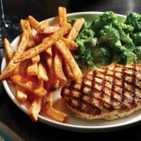 Grilled Chicken Breast · Juicy chicken breast seasoned and grilled over an open flame. Served with your choice of 2 s...